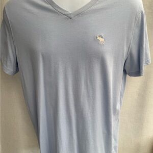 Abercrombie & Fitch Light Blue V-Neck Tee with Logo
